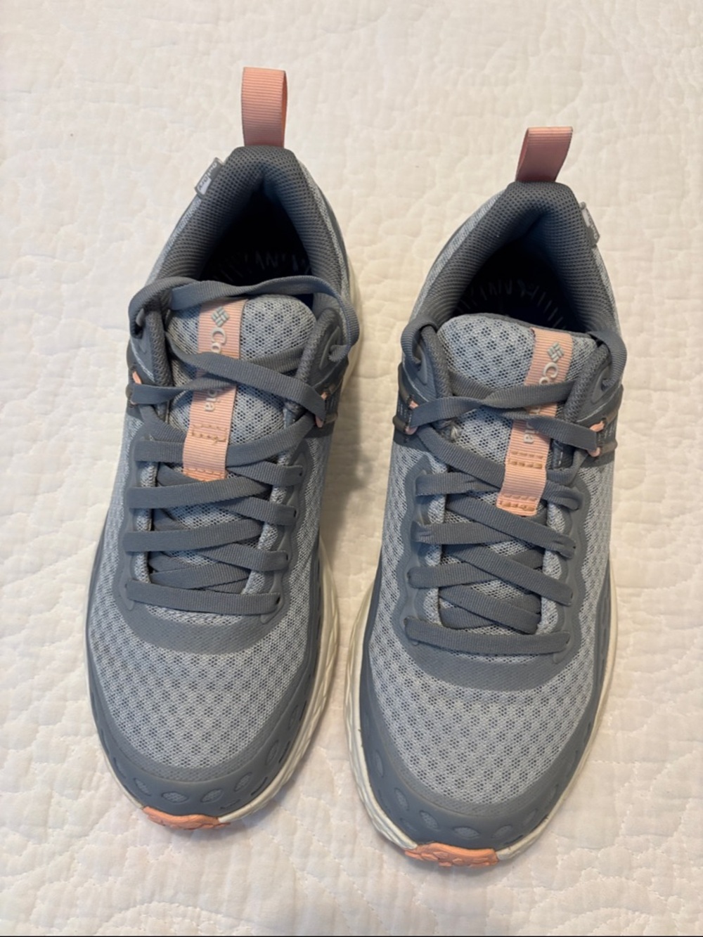 Columbia Women's Gray and Peach Mesh Athletic Walking Shoes